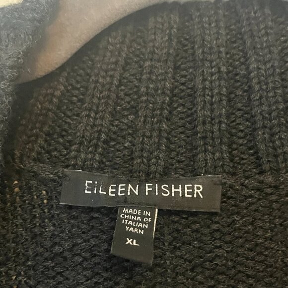 Eileen Fisher open cardigan XL merino wool waterfall grey charcoal - Picture 5 of 14